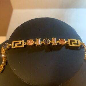 Geometric Gold and Pink Bracelet